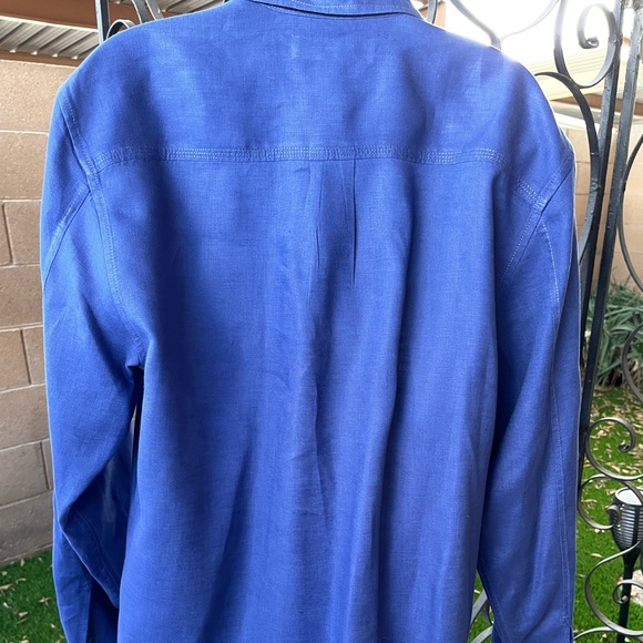 Tommy Bahama Deep Royal Blue 100% Linen Mens Long Sleeve Button Up Shirt Size M - Picture 6 of 16